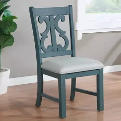 Kirklands Home Antique Blue Upholstered Dining Chairs, Set of 2 Online