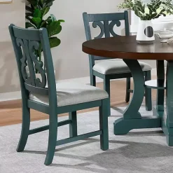Kirklands Home Antique Blue Upholstered Dining Chairs, Set of 2 Online