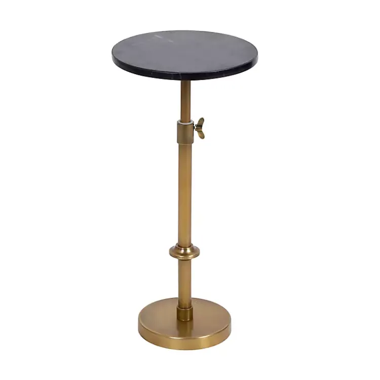 Kirklands Home Antique Brass and Marble Adjustable Table Black Hot