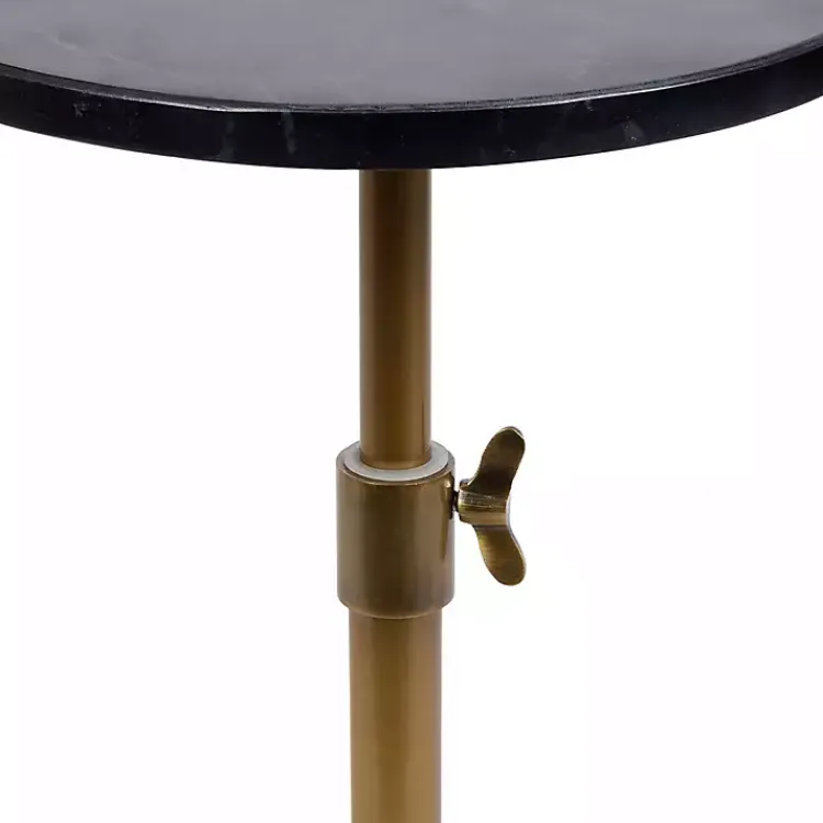 Kirklands Home Antique Brass and Marble Adjustable Table Black Hot