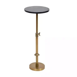 Kirklands Home Antique Brass and Marble Adjustable Table Black Hot