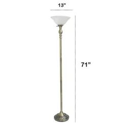 Kirklands Home Antique Brass and Marbleized Glass Torchiere Gray Discount