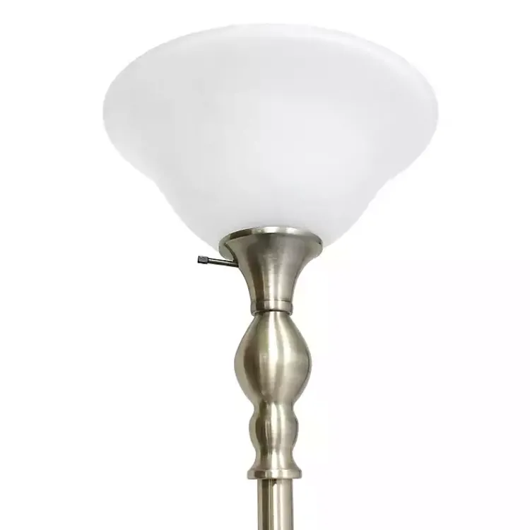 Kirklands Home Antique Brass and Marbleized Glass Torchiere Gray Discount