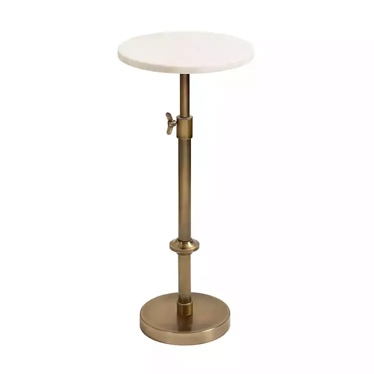 Kirklands Home Antique Brass and Marble Adjustable Table White Outlet