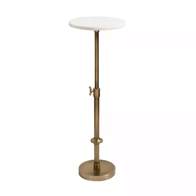 Kirklands Home Antique Brass and Marble Adjustable Table White Outlet
