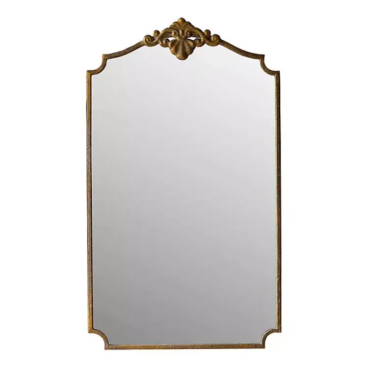 Kirklands Home Antique Brass Metal Vertical Wall Mirror New