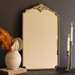 Kirklands Home Antique Brass Metal Vertical Wall Mirror New