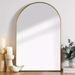 Kirklands Home Antique Brass Nouveau Linear Arch Mirror Gold New