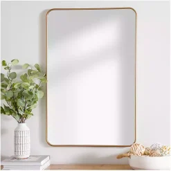Kirklands Home Antique Brass Nouveau Linear Curved Corner Mirror Gold Hot