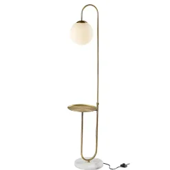 Kirklands Home Antique Brass Side Table Floor Lamp White Sale
