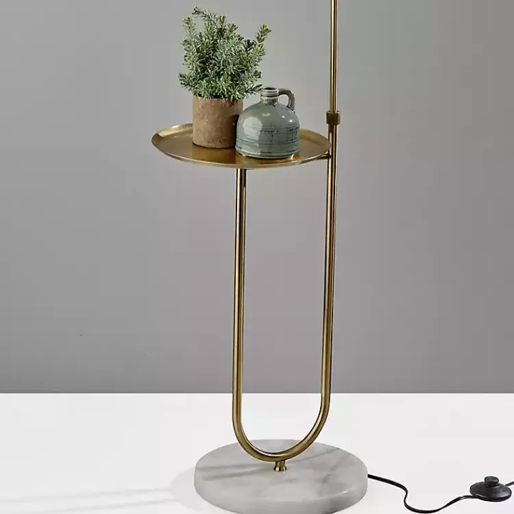 Kirklands Home Antique Brass Side Table Floor Lamp White Sale