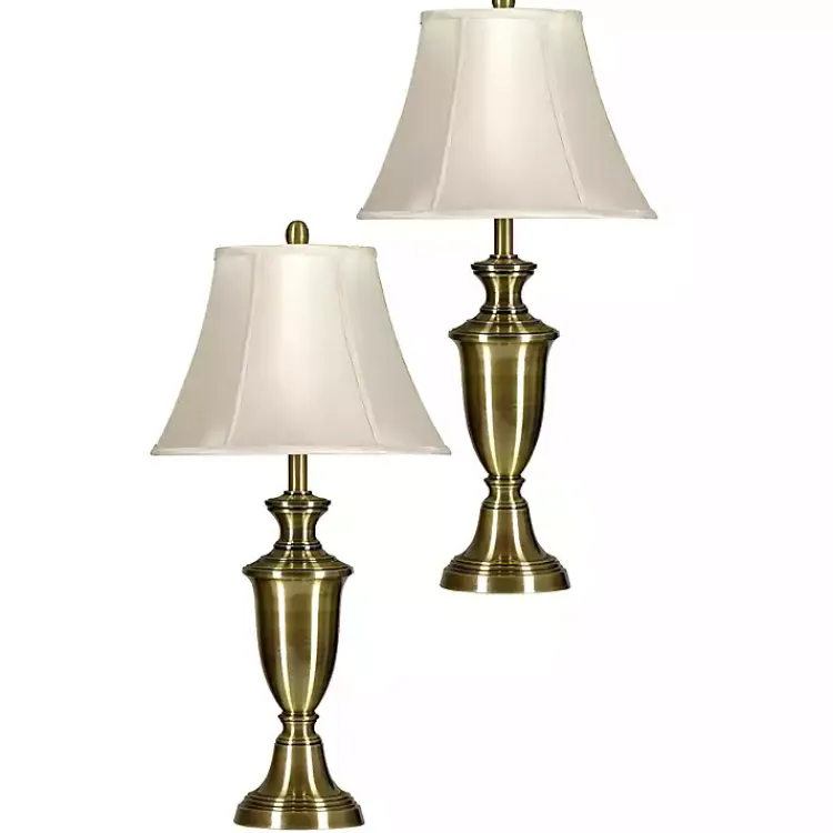 Kirklands Home Antique Brass Table Lamp, Set of 2 White