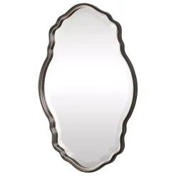 Kirklands Home Antique Bronze and Silver Curved Wooden Mirror Best