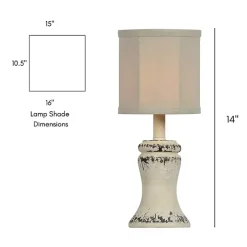 Kirklands Home Antique Cream Bella Mini Lamps, Set of 2 White Clearance