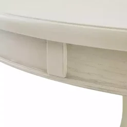 Kirklands Home Antique Cream Wood Pedestal Round Dining Table White Hot