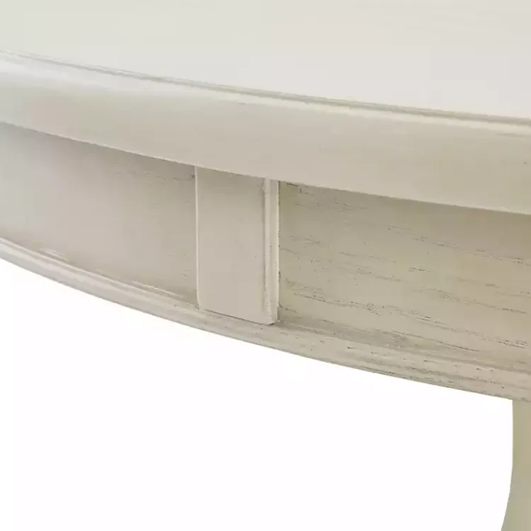 Kirklands Home Antique Cream Wood Pedestal Round Dining Table White Hot