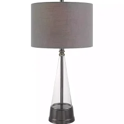 Kirklands Home Antique Dark Nickel Cone Base Table Lamp Gray