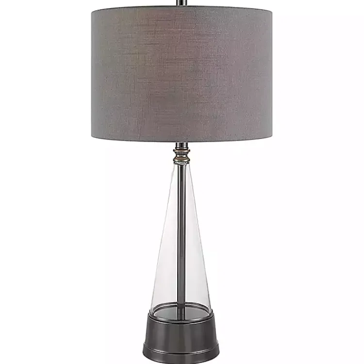 Kirklands Home Antique Dark Nickel Cone Base Table Lamp Gray