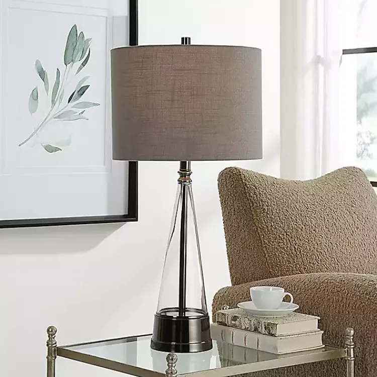 Kirklands Home Antique Dark Nickel Cone Base Table Lamp Gray