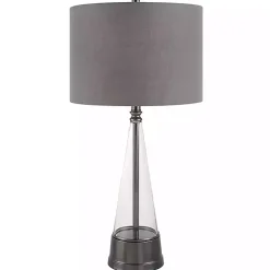 Kirklands Home Antique Dark Nickel Cone Base Table Lamp Gray