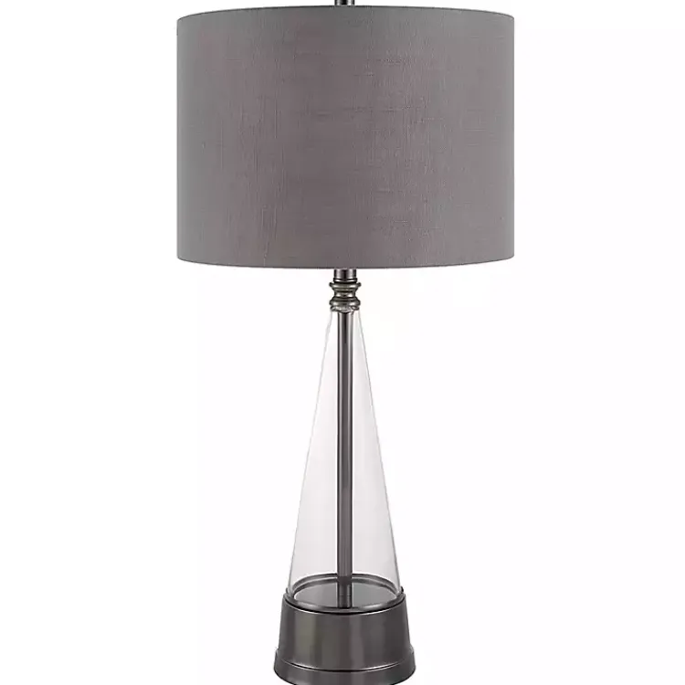 Kirklands Home Antique Dark Nickel Cone Base Table Lamp Gray
