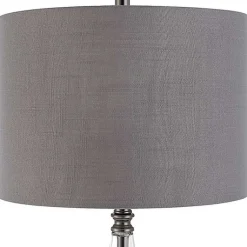 Kirklands Home Antique Dark Nickel Cone Base Table Lamp Gray