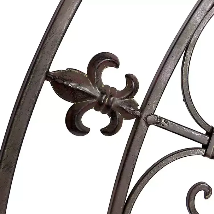 Kirklands Home Antique Fleur-de-Lis Medallion Metal Wall Plaque Black Sale