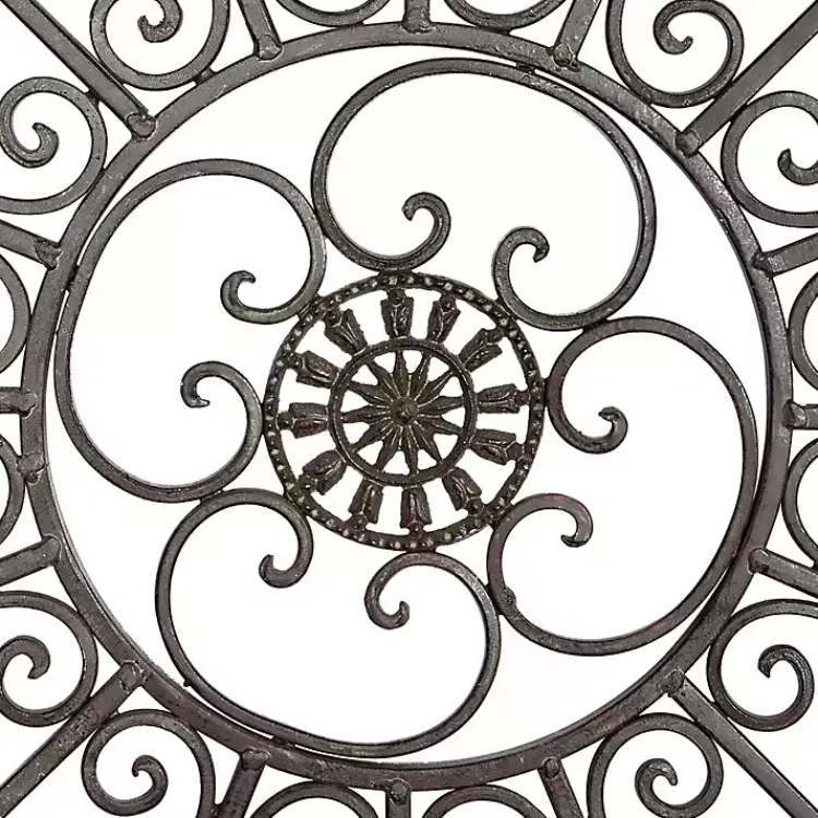 Kirklands Home Antique Fleur-de-Lis Medallion Metal Wall Plaque Black Sale