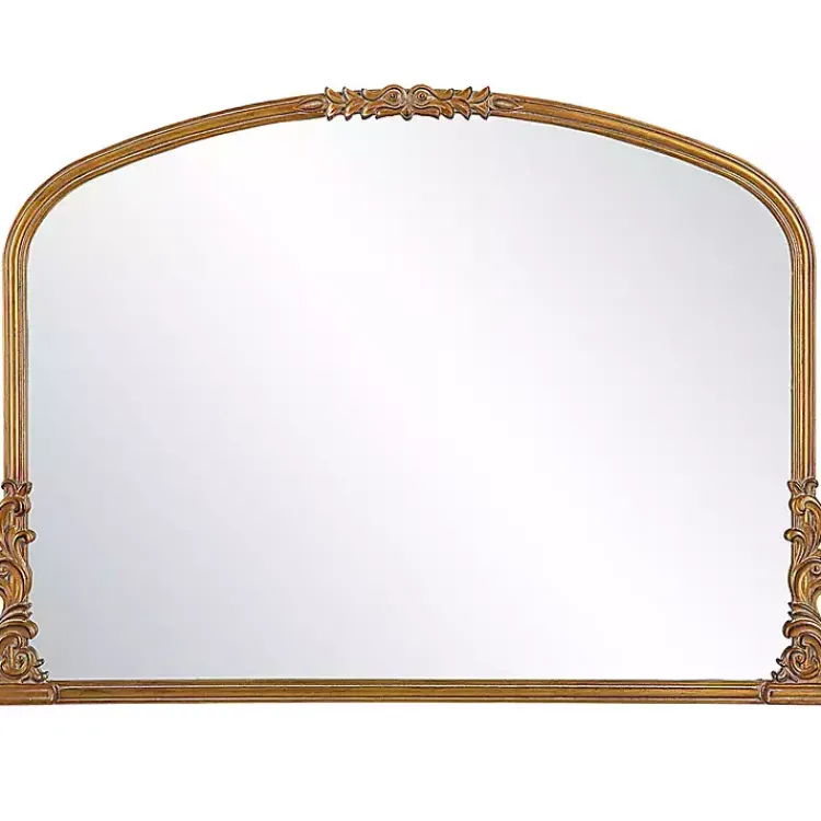Kirklands Home Antique Baroque Arched Wall Mirror Gold New