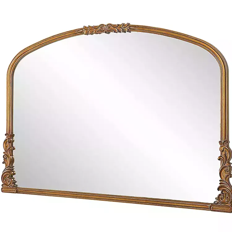Kirklands Home Antique Baroque Arched Wall Mirror Gold New