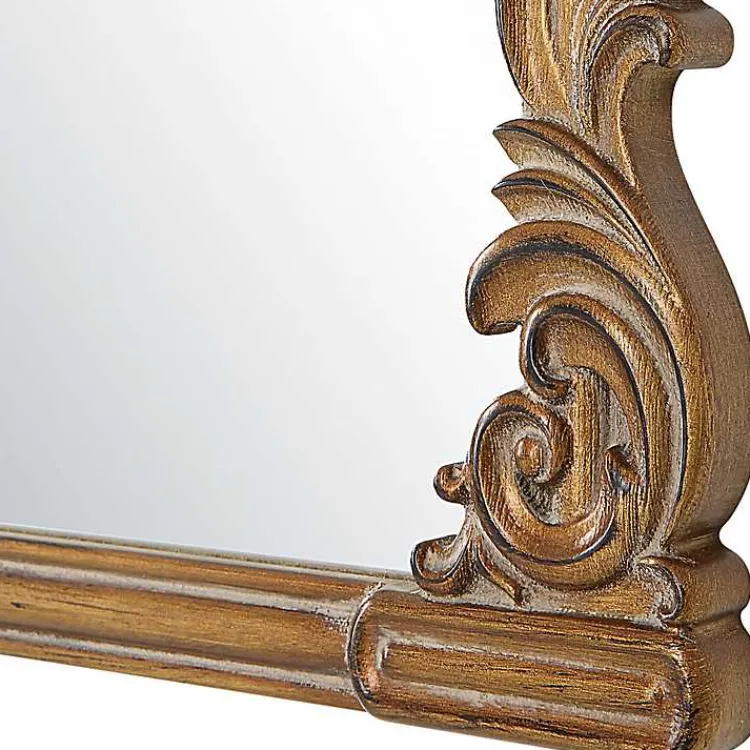 Kirklands Home Antique Baroque Arched Wall Mirror Gold New