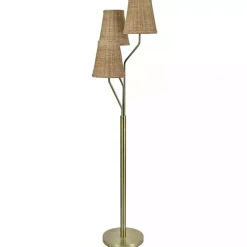 Kirklands Home Antique Floor Lamp with Rattan Shades Gold Discount