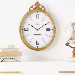 Kirklands Home Antique Gold Metal Scroll Wall Clock