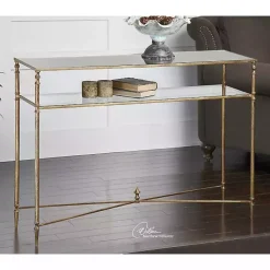 Kirklands Home Antique Mirror Top Console Table Gold Sale