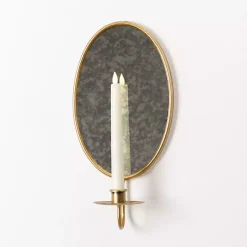 Sconces>Kirklands Home Antique Gold Mirrored Wall Sconce