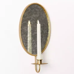 Sconces>Kirklands Home Antique Gold Mirrored Wall Sconce