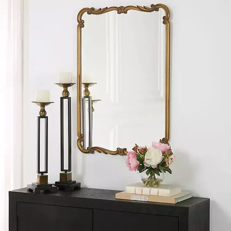 Kirklands Home Antique Gold Ornate Rectangular Wall Mirror Discount