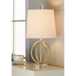 Kirklands Home Antique Gold Table Lamp with Steel Base White Outlet