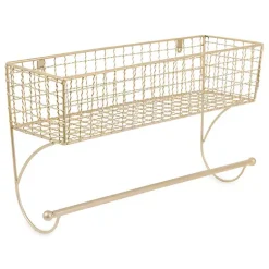 Kirklands Home Antique Gold Wire Basket Towel Rack, 17 in. Best