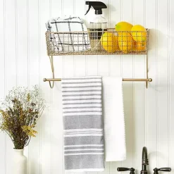Kirklands Home Antique Gold Wire Basket Towel Rack, 17 in. Best
