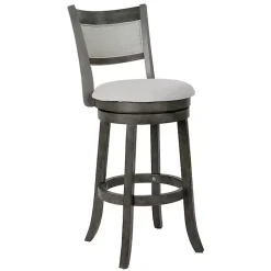 Kirklands Home Antique Gray Upholstered Swivel Bar Stool Ivory