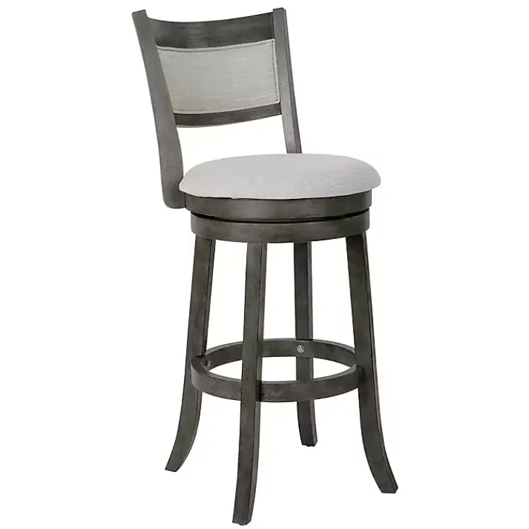 Kirklands Home Antique Gray Upholstered Swivel Bar Stool Ivory