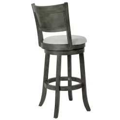Kirklands Home Antique Gray Upholstered Swivel Bar Stool Ivory