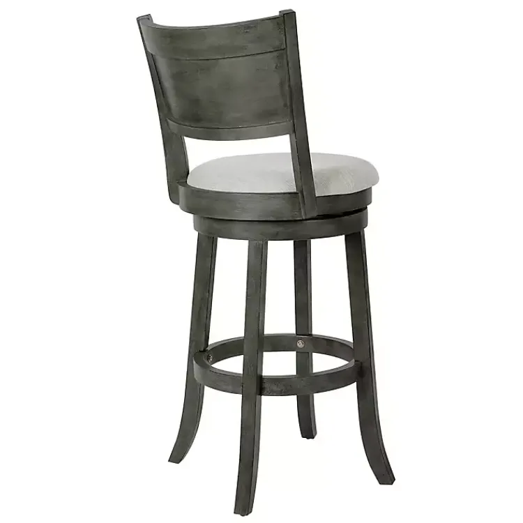 Kirklands Home Antique Gray Upholstered Swivel Bar Stool Ivory