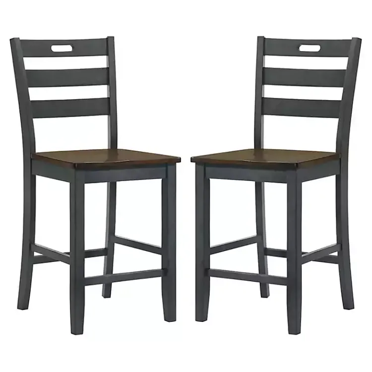 Kirklands Home Antique Wood Counter Stools, Set of 2 Gray Discount