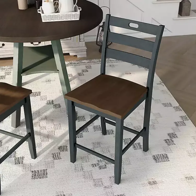 Kirklands Home Antique Wood Counter Stools, Set of 2 Gray Discount