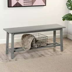 Kirklands Home Antique Wood Noah Bench Gray Outlet