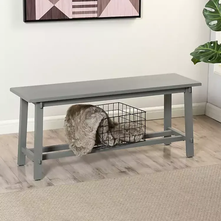 Kirklands Home Antique Wood Noah Bench Gray Outlet