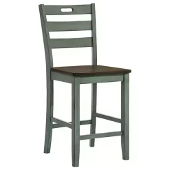 Kirklands Home Antique Wood Counter Stools, Set of 2 Green New