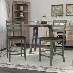 Kirklands Home Antique Wood Counter Stools, Set of 2 Green New